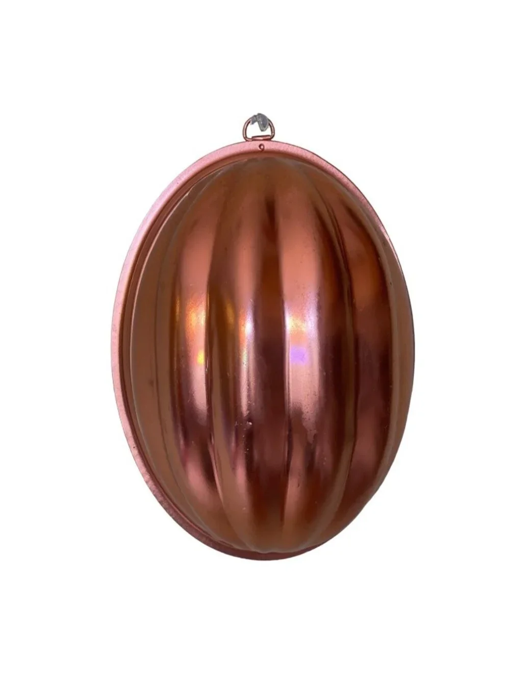 Vintage Copper Jello Gelatin Mold Oval Melon Shape 7.25